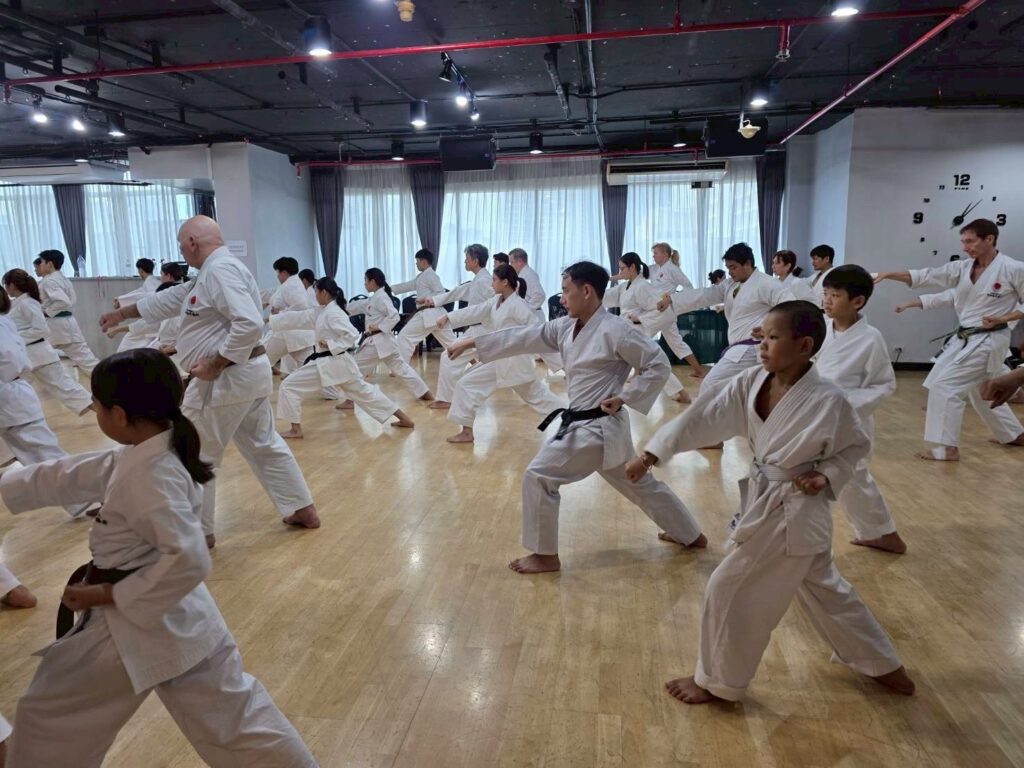 Participants practising stances at the 2025 seminar